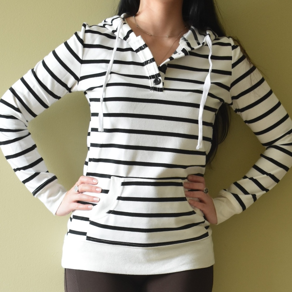 Striped Hoodie Top